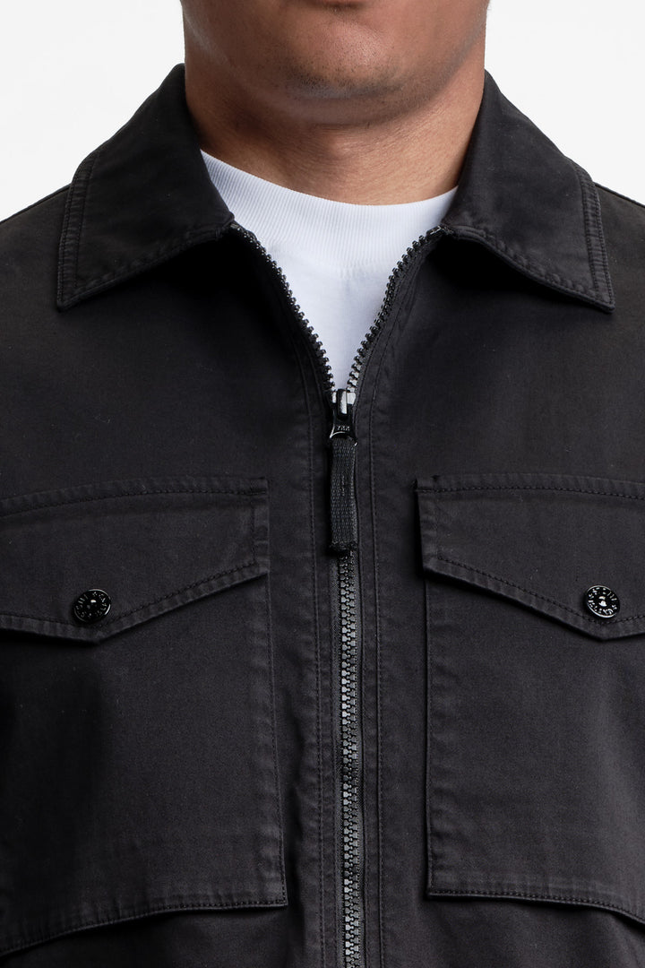 Cotton Satin Overshirt Black