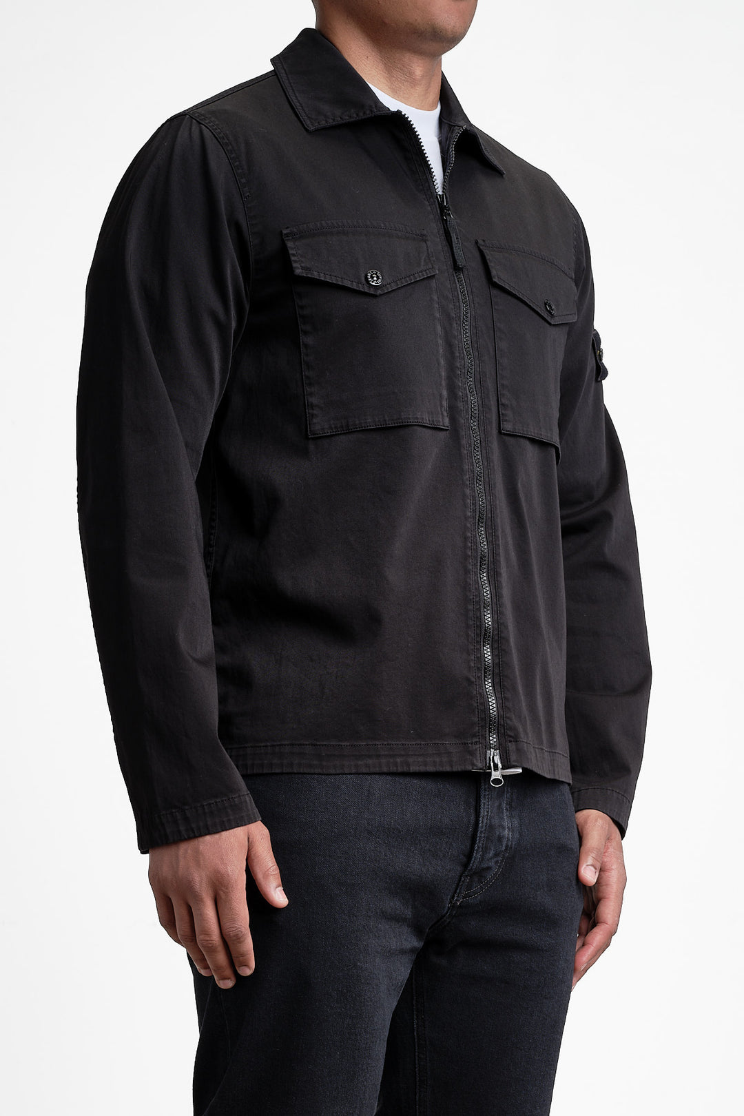 Cotton Satin Overshirt Black