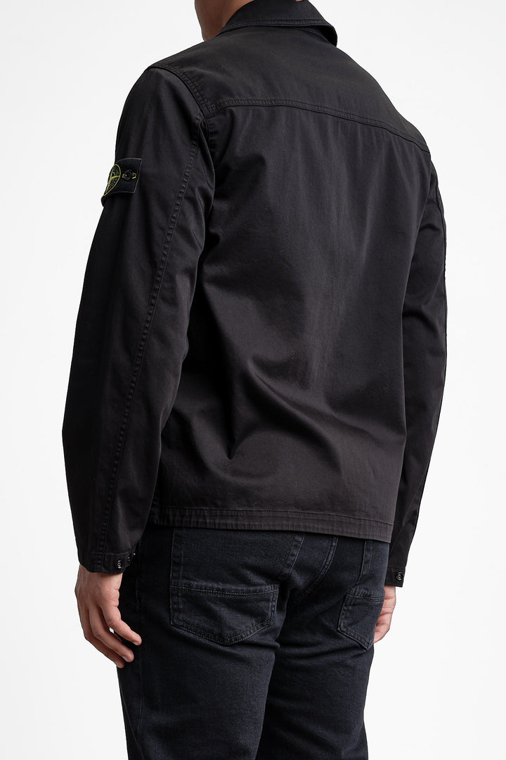 Cotton Satin Overshirt Black