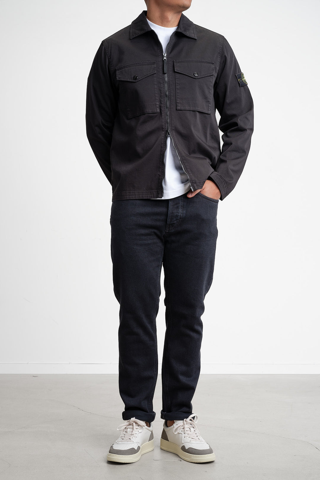 Cotton Satin Overshirt Black