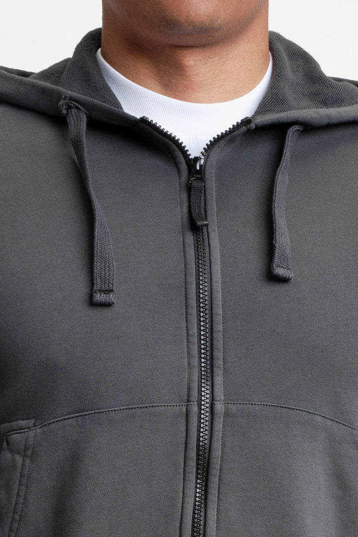 Garment Dyed Fleece Hoodie LEAD GREY