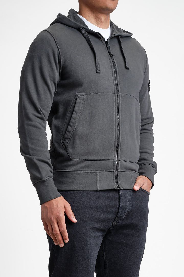 Garment Dyed Fleece Hoodie LEAD GREY