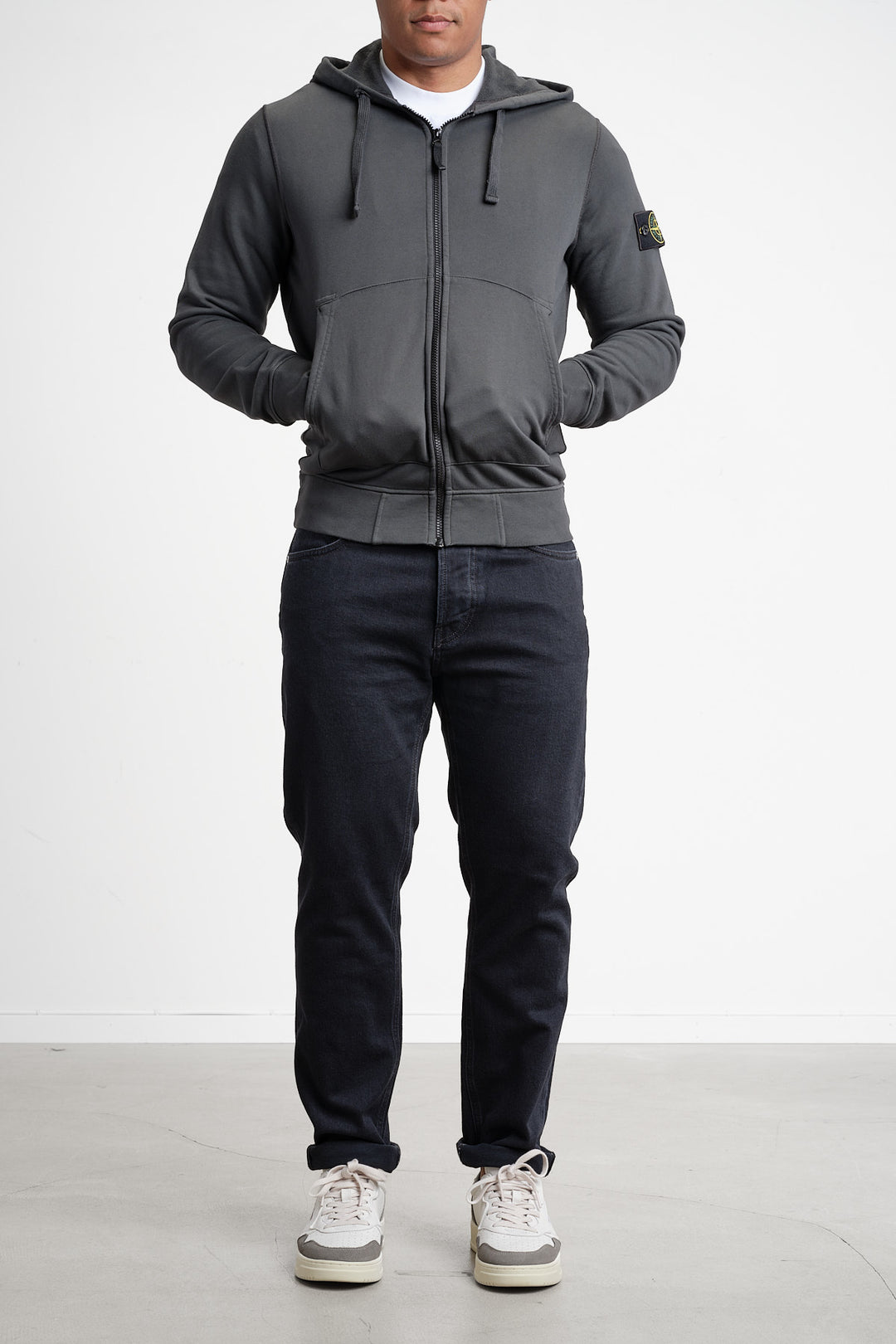 Garment Dyed Fleece Hoodie LEAD GREY