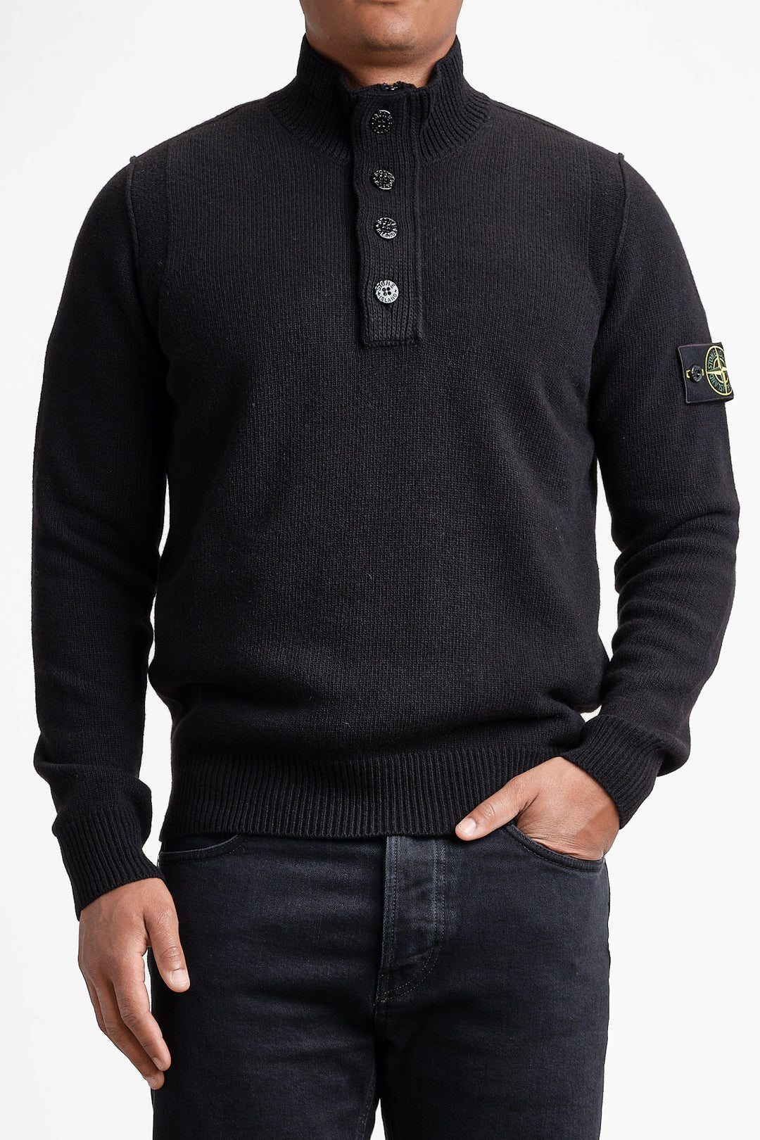 Lambswool Long Sleeve Polo Black