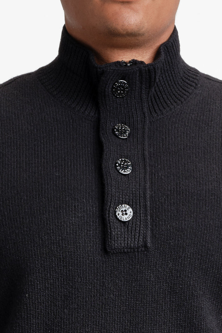 Lambswool Long Sleeve Polo Black