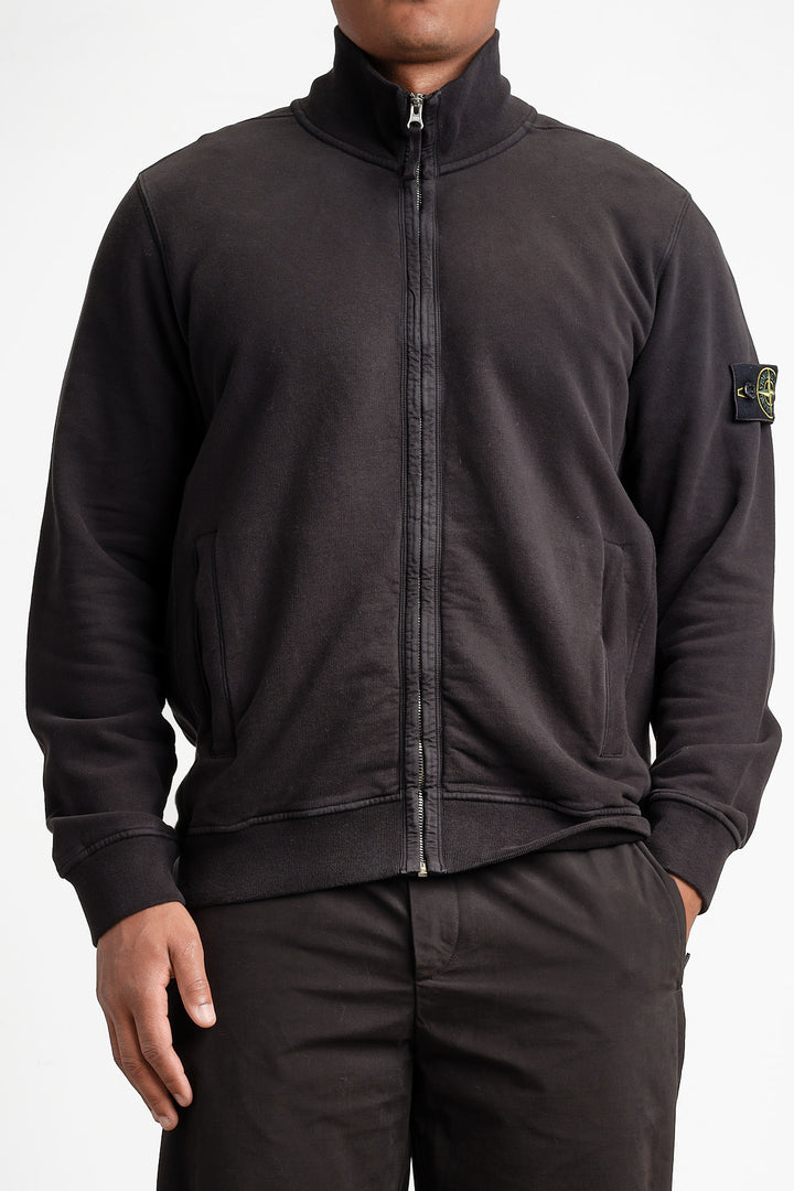 Brushed Fleece Zip-Up Cardigan Black