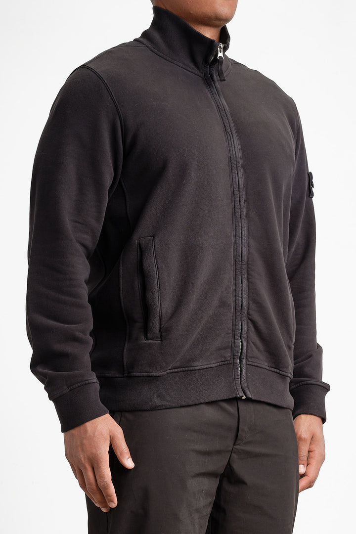 Brushed Fleece Zip-Up Cardigan Black