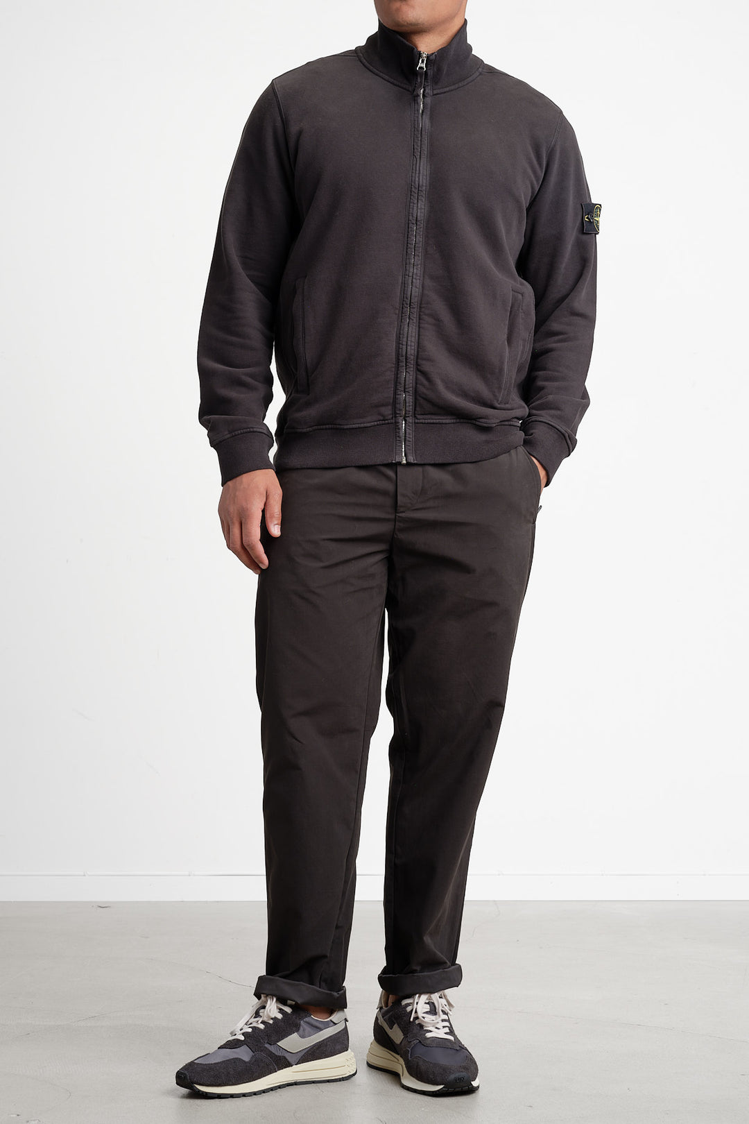 Brushed Fleece Zip-Up Cardigan Black