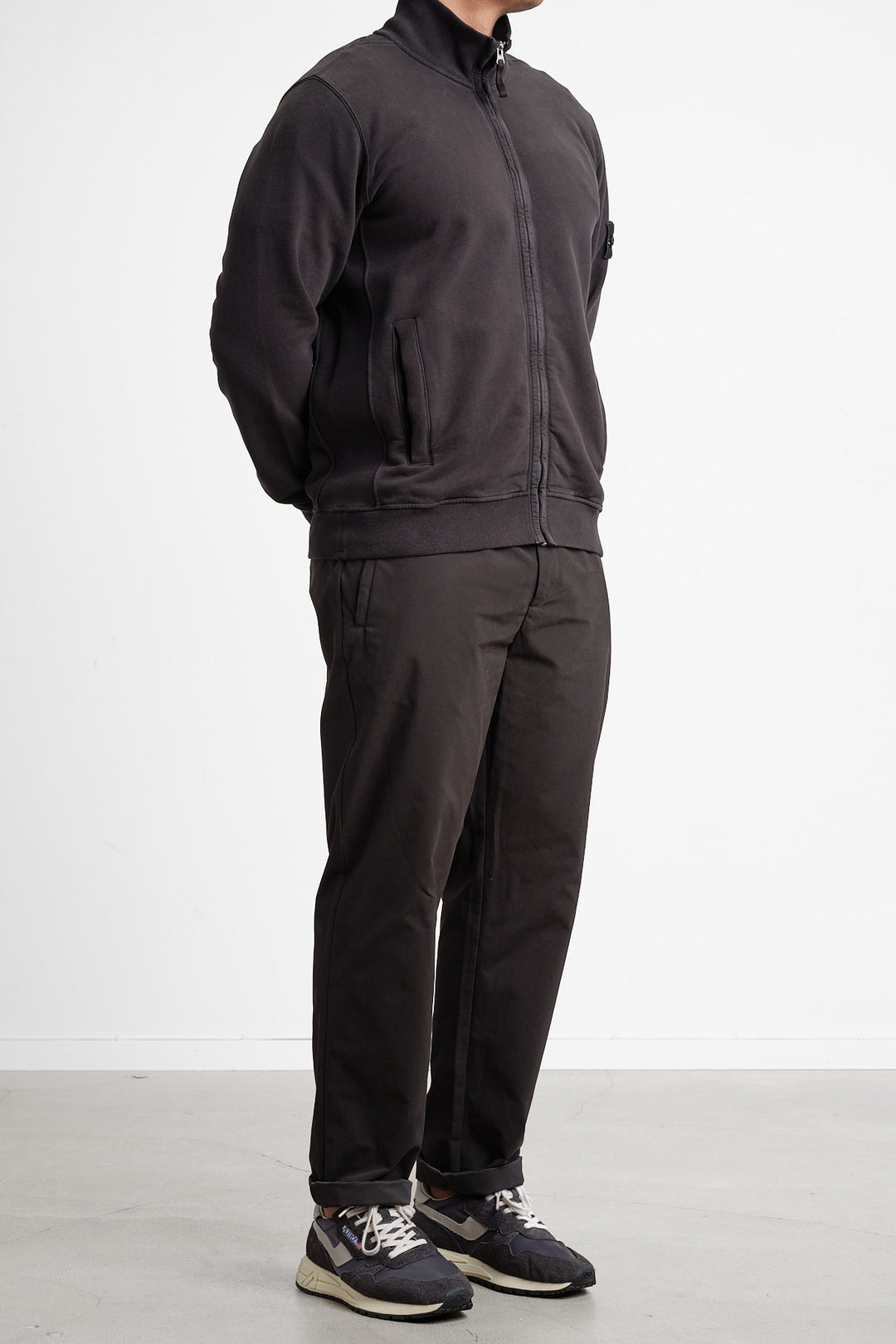 Brushed Fleece Zip-Up Cardigan Black