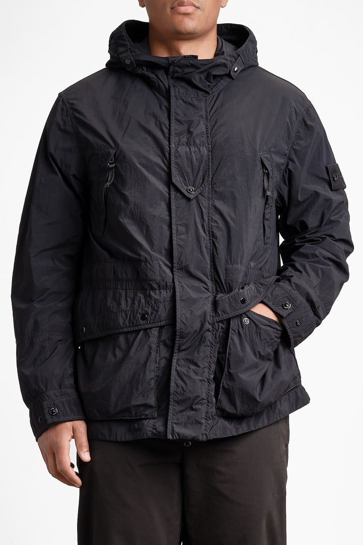 Ghost Piece Nylon Smerigliato Short Parka Black