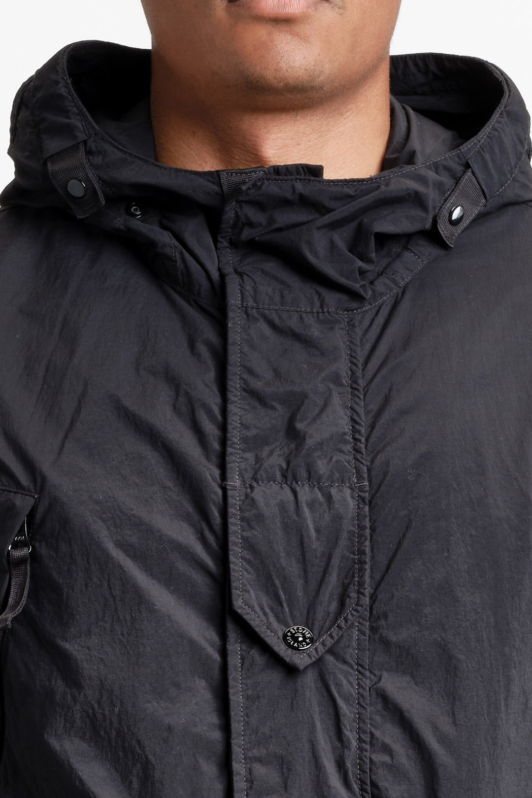 Ghost Piece Nylon Smerigliato Short Parka Black