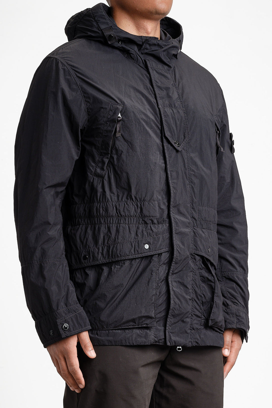 Ghost Piece Nylon Smerigliato Short Parka Black