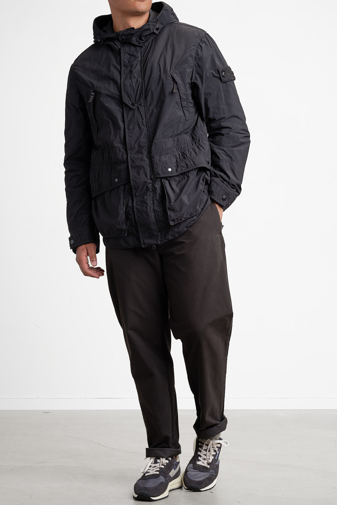 Ghost Piece Nylon Smerigliato Short Parka Black