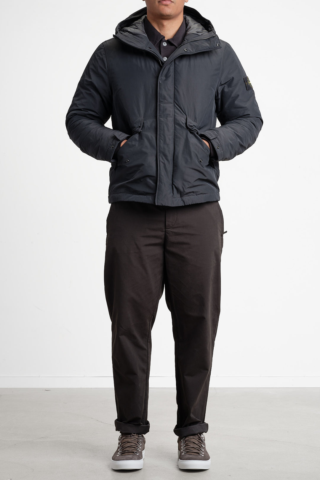 Micro Twill Short Parka Black