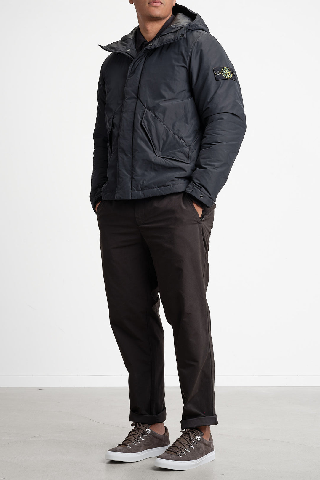 Micro Twill Short Parka Black