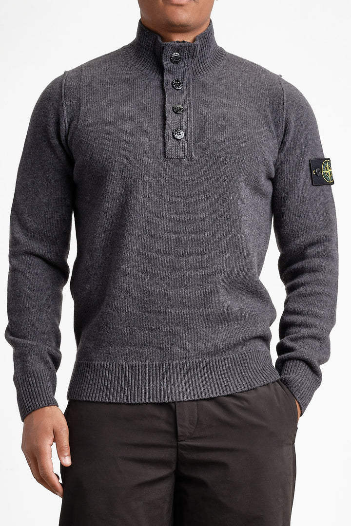 Lambswool Long Sleeve Polo LEAD GREY