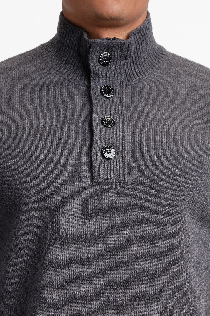 Lambswool Long Sleeve Polo LEAD GREY
