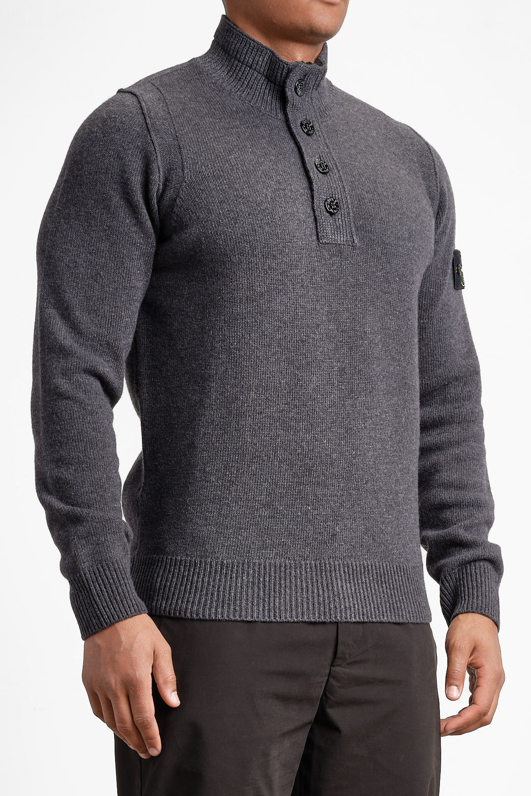 Lambswool Long Sleeve Polo LEAD GREY