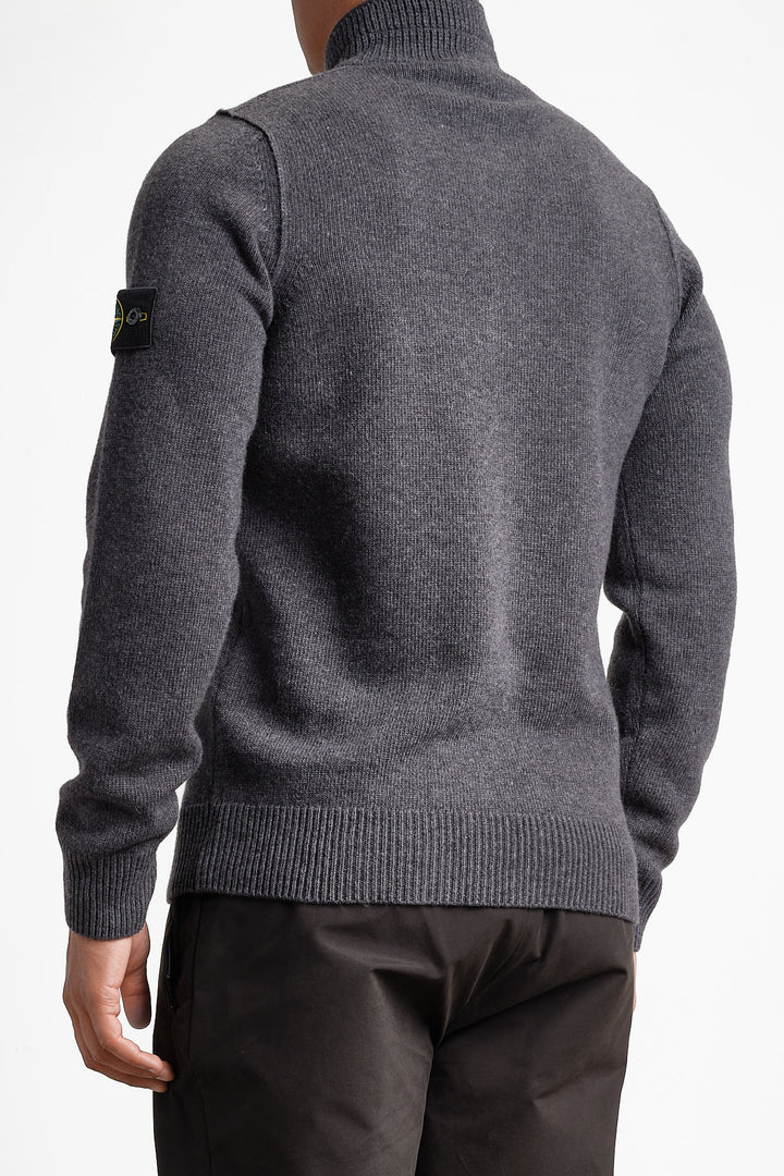 Lambswool Long Sleeve Polo LEAD GREY