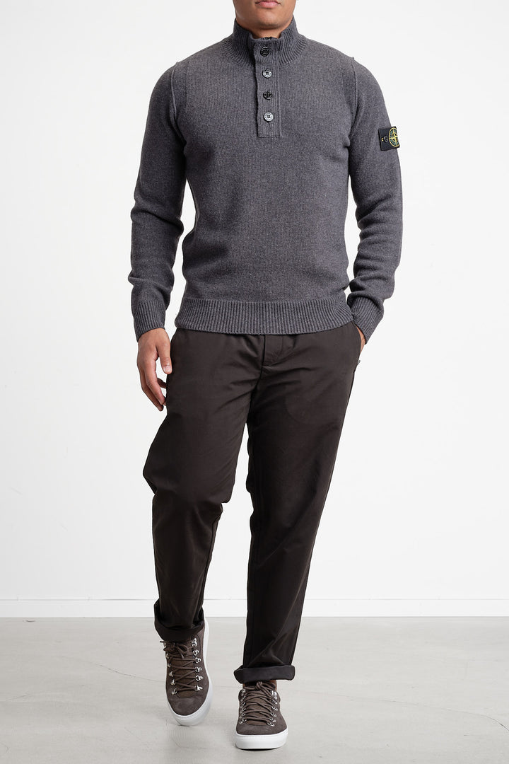 Lambswool Long Sleeve Polo LEAD GREY