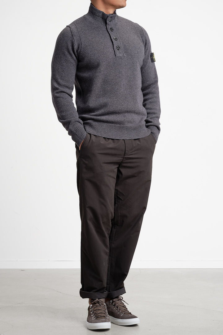 Lambswool Long Sleeve Polo LEAD GREY