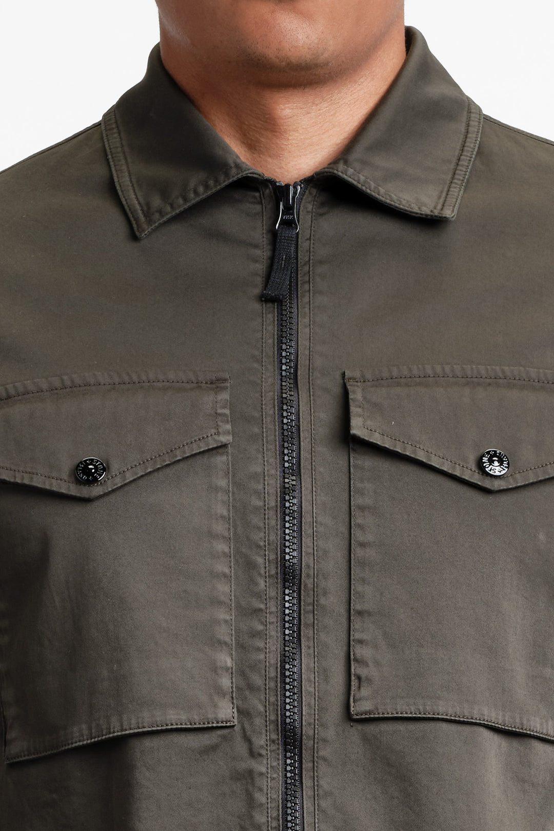 Cotton Satin Overshirt Coal Grey