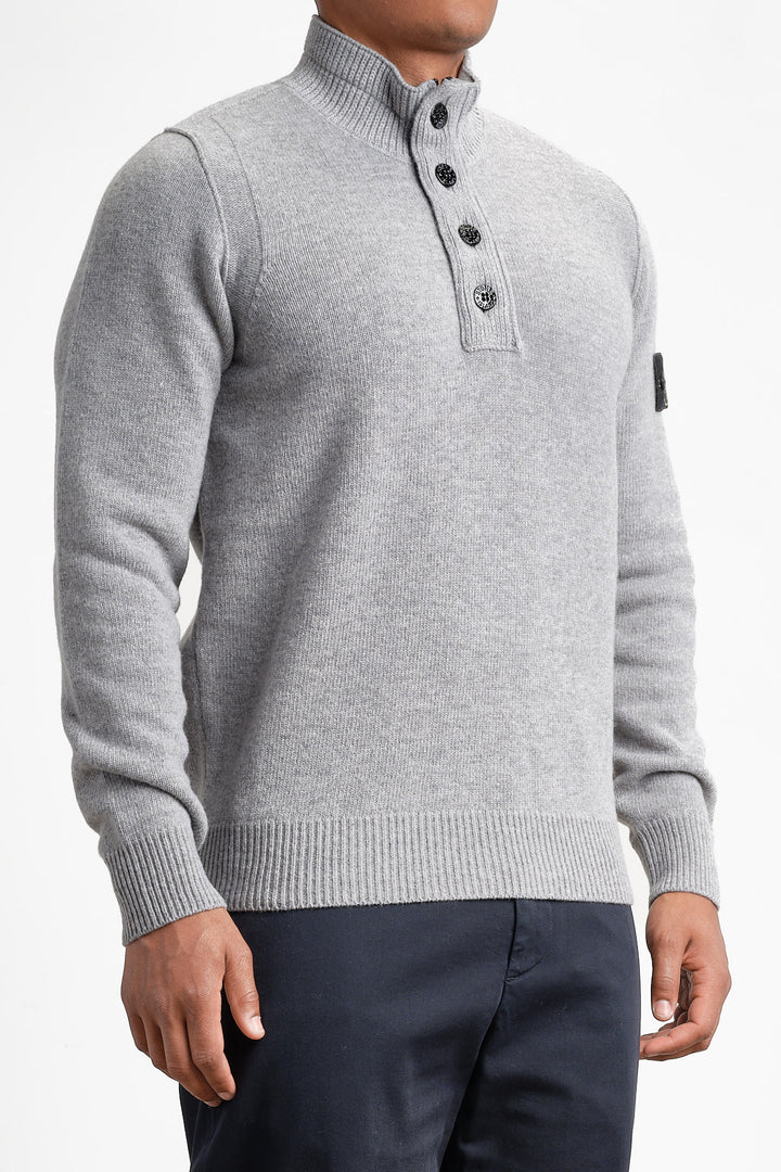 Lambswool Long Sleeve Polo Grey melange