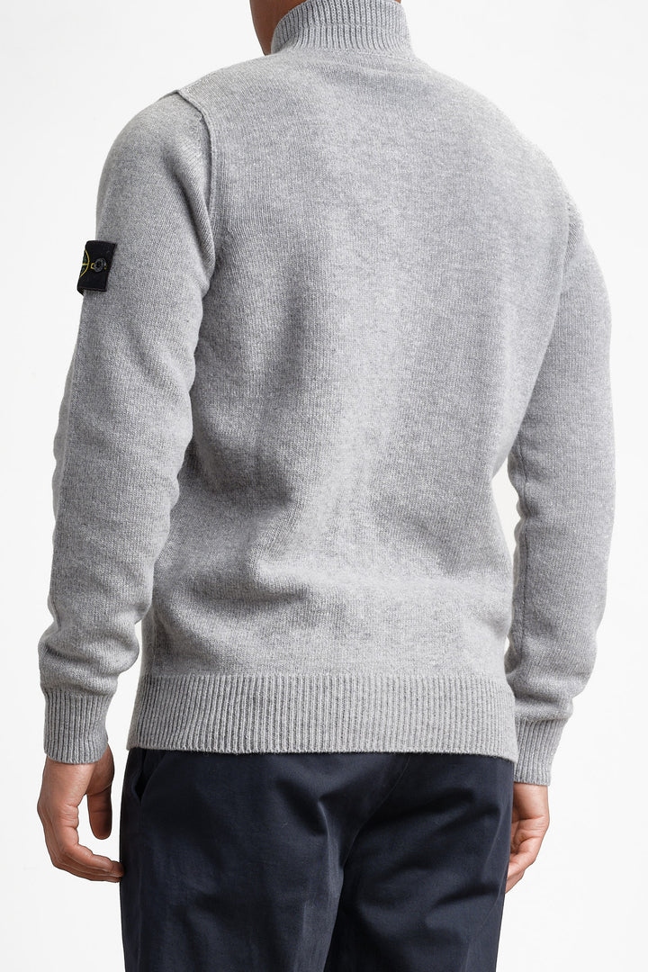 Lambswool Long Sleeve Polo Grey melange