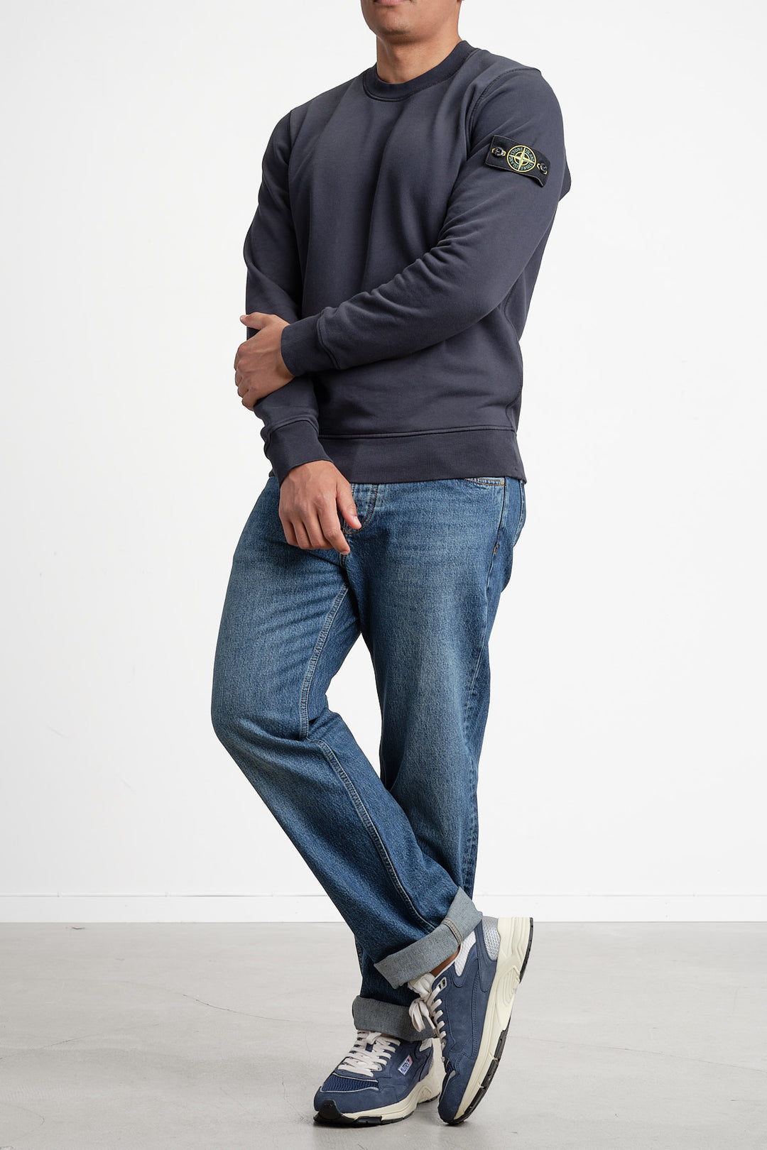 Garment Dyed Fleece Sweatshirt Navy Blue
