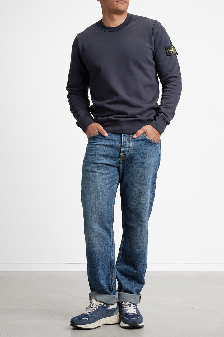 Garment Dyed Fleece Sweatshirt Navy Blue