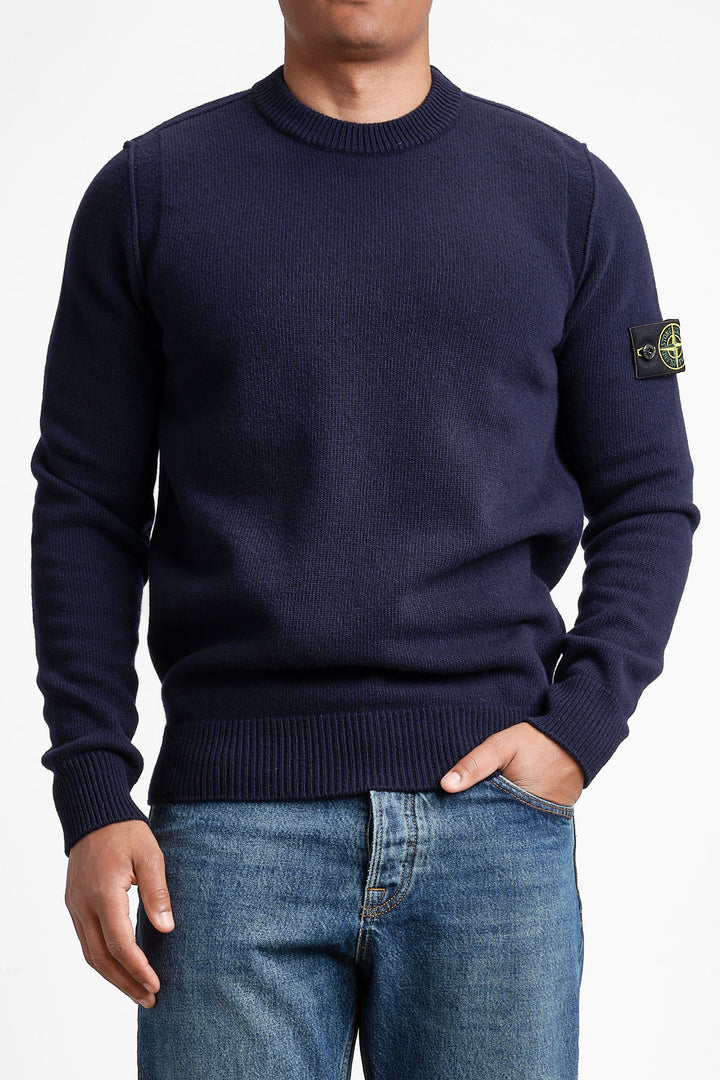 Lambswool Crew Neck Knit Navy Blue