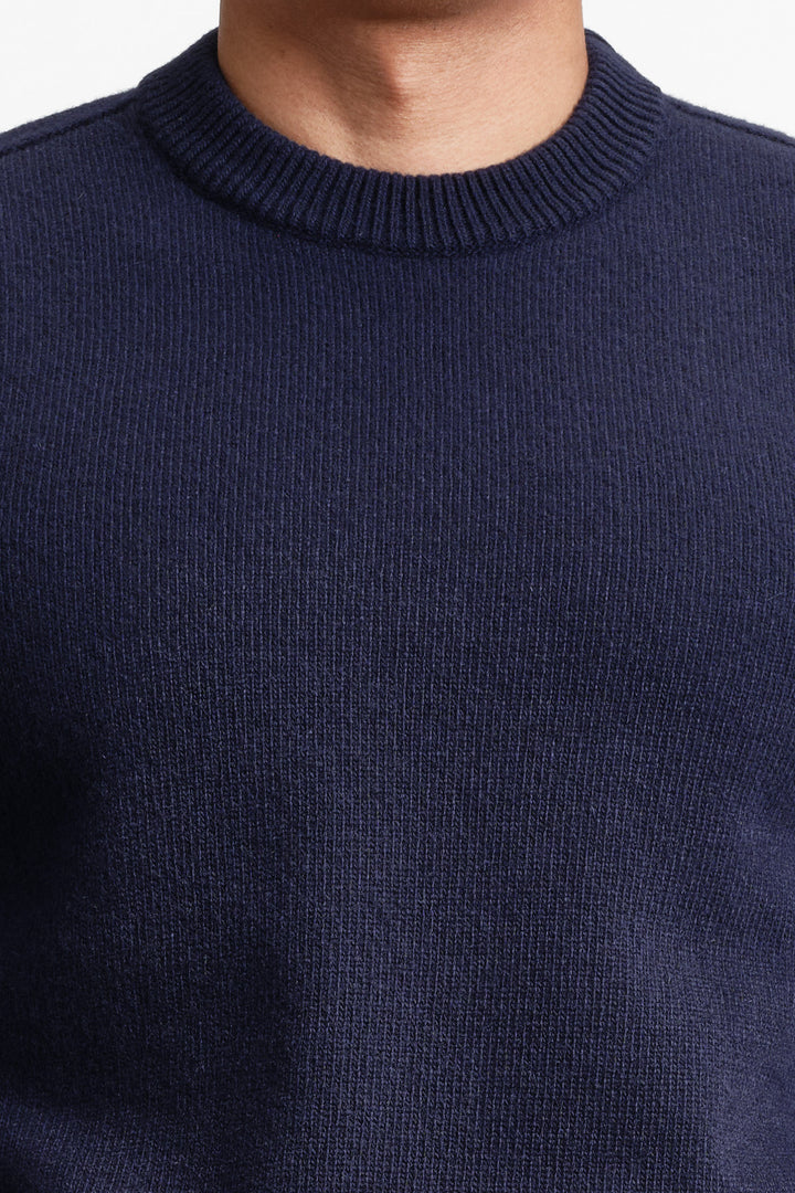 Lambswool Crew Neck Knit Navy Blue