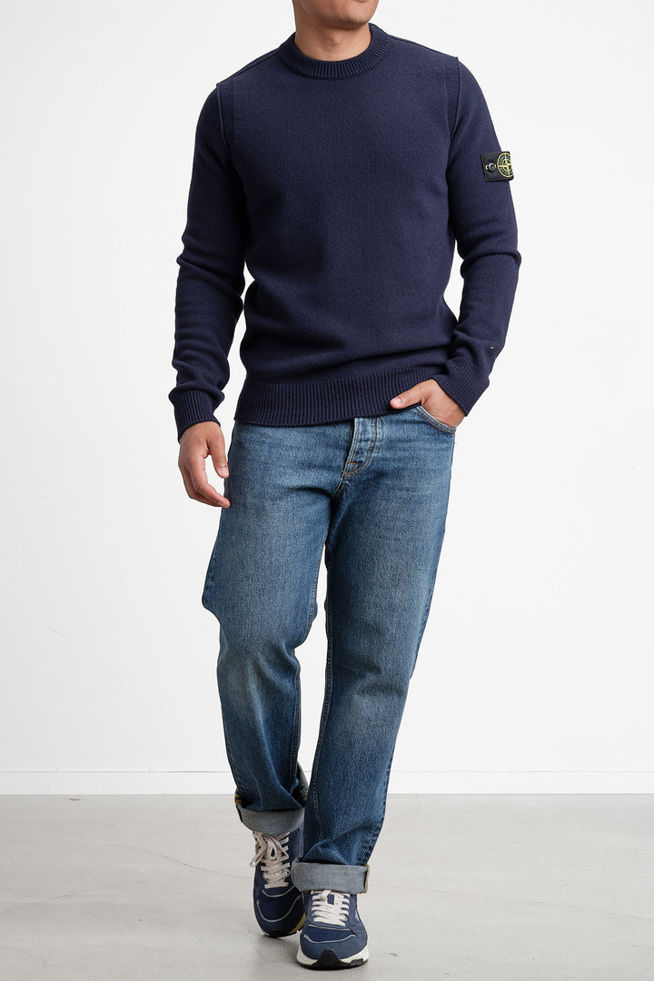 Lambswool Crew Neck Knit Navy Blue