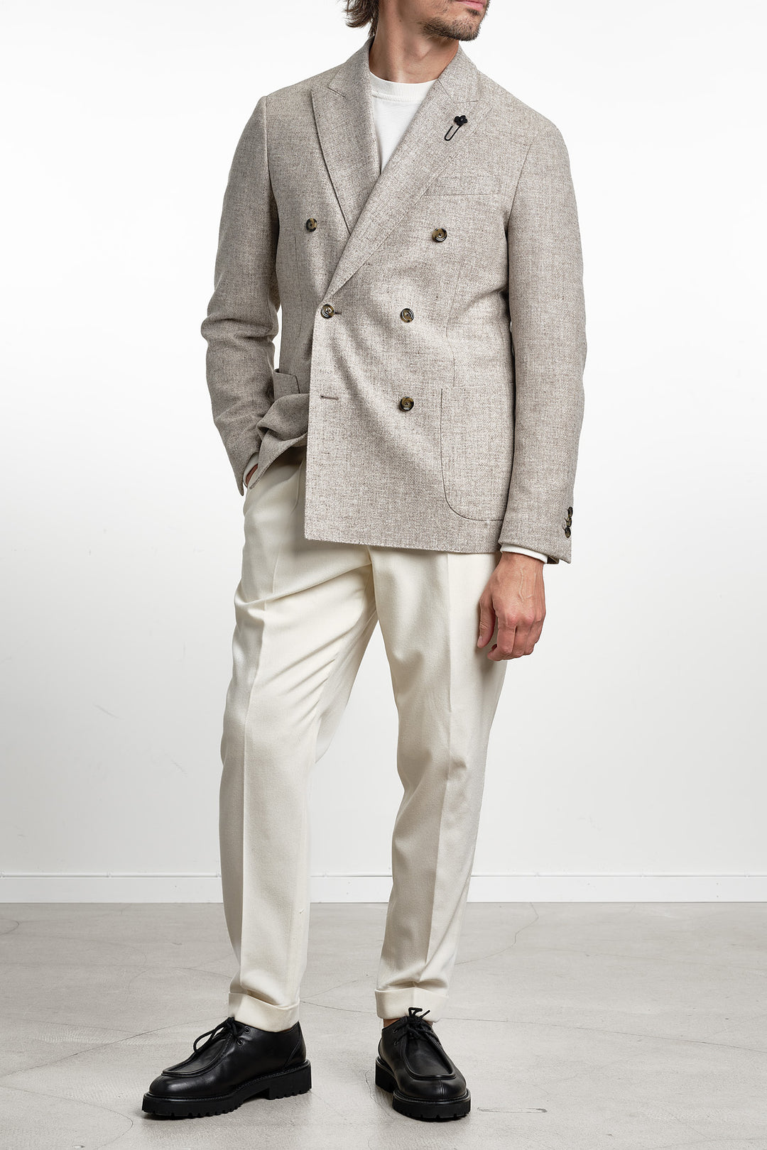 Double Breasted Eco Blazer Beige
