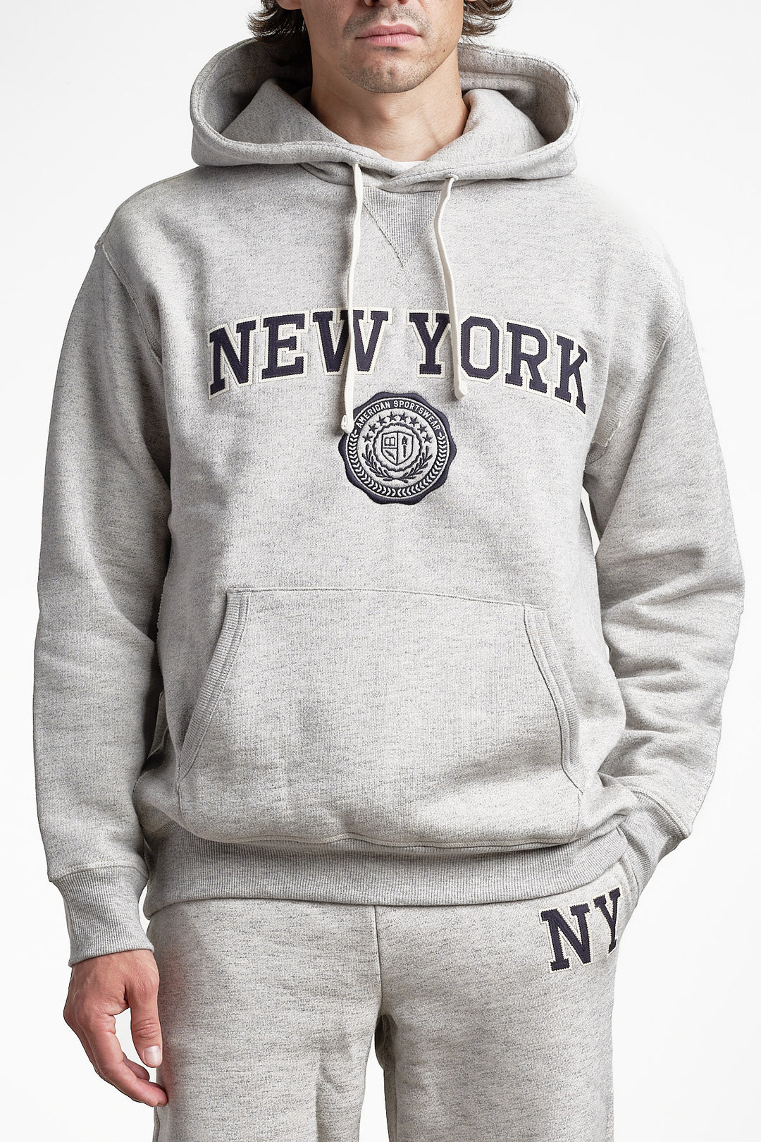 Graphic Sweat Hoodie Grey melange – Gant, framifrån