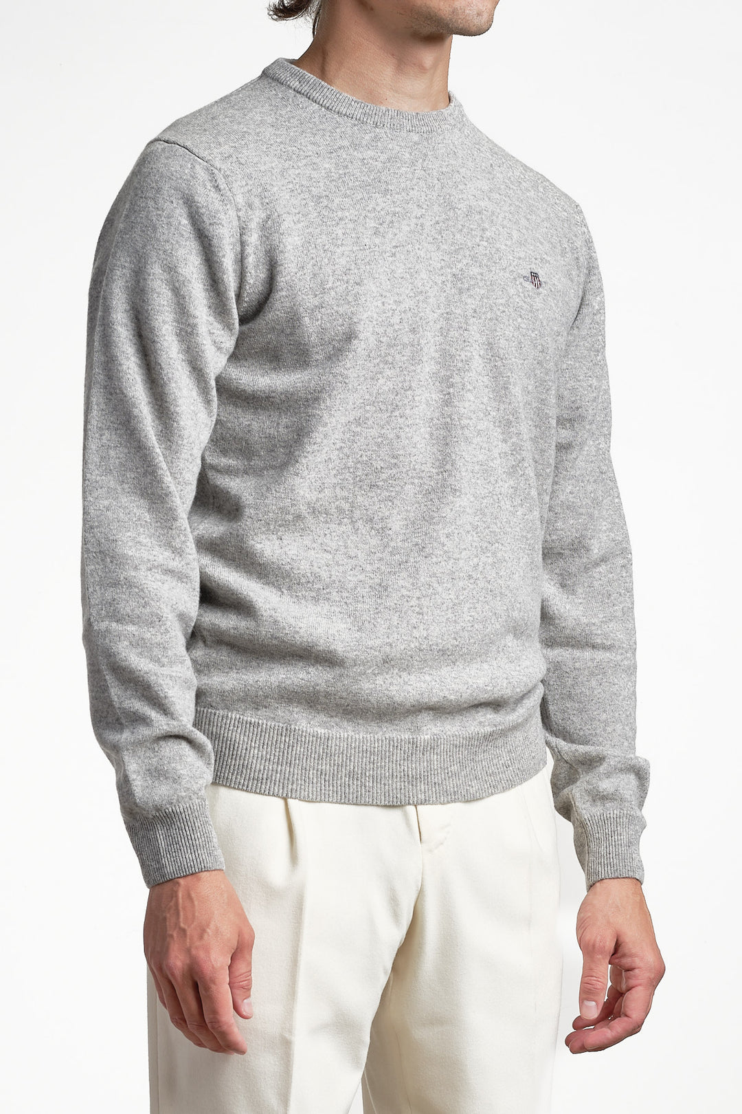 Superfine Lambswool Crewneck Grey melange – Gant, sidan