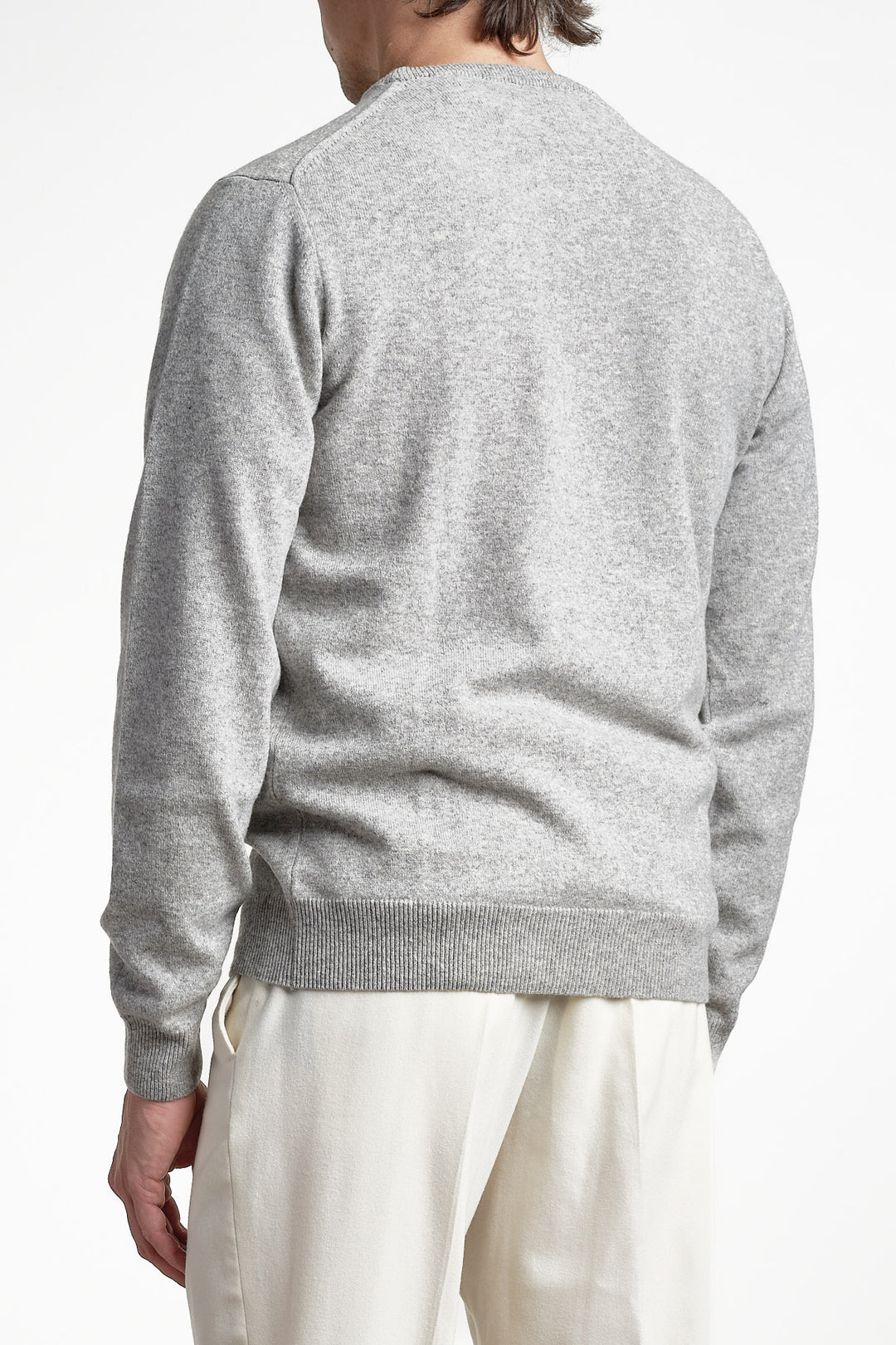 Superfine Lambswool Crewneck Grey melange – Gant, snett bakifrån