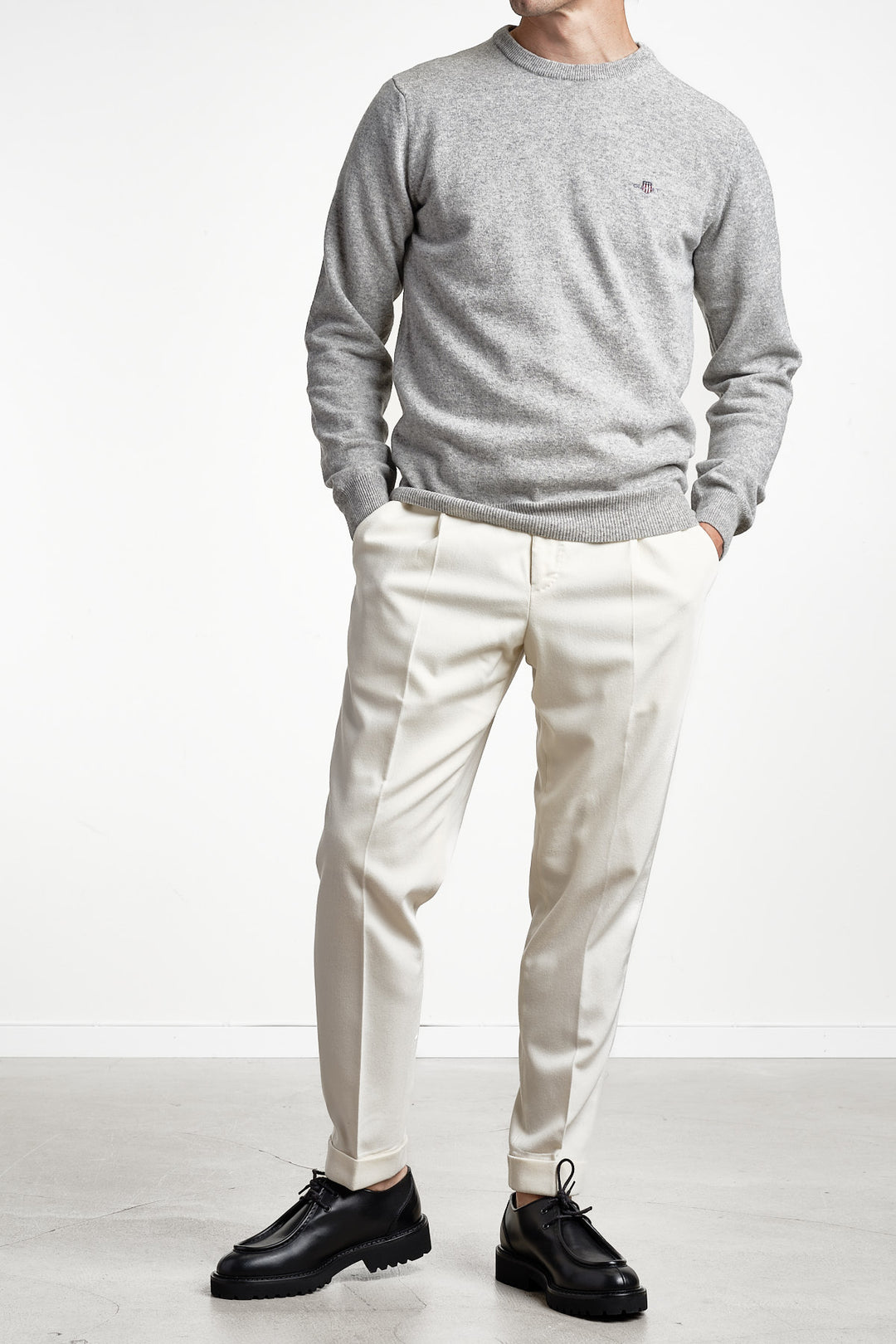 Superfine Lambswool Crewneck Grey melange – Gant, helbild