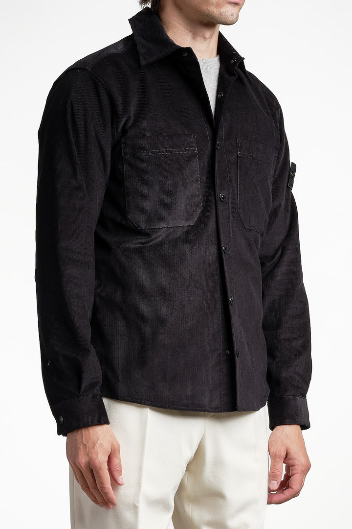 Cotton Micro Corduroy Overshirt Black – Stone Island, sidan