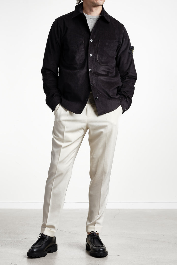 Cotton Micro Corduroy Overshirt Black – Stone Island, bakifrån