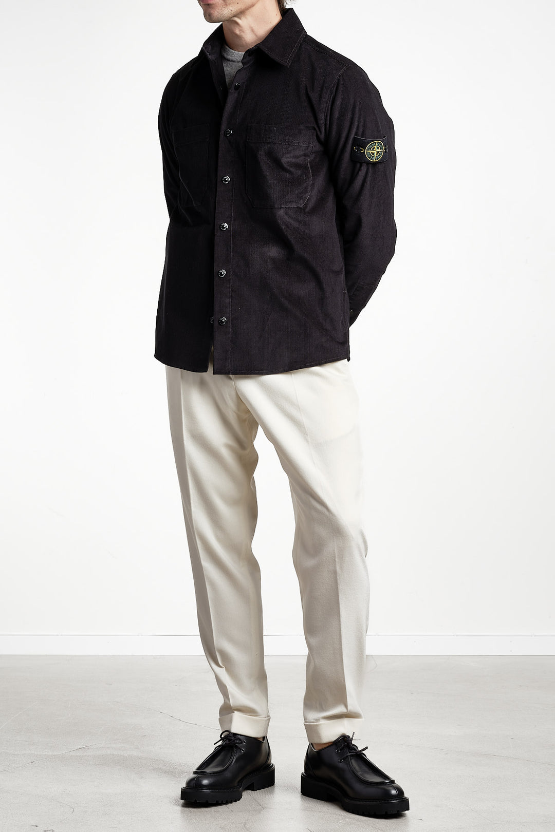 Cotton Micro Corduroy Overshirt Black – Stone Island, helbild