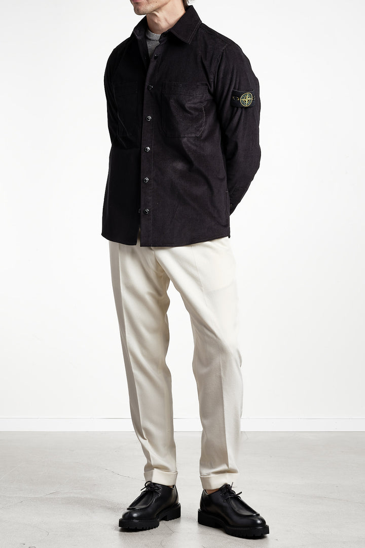 Cotton Micro Corduroy Overshirt Black – Stone Island, helbild