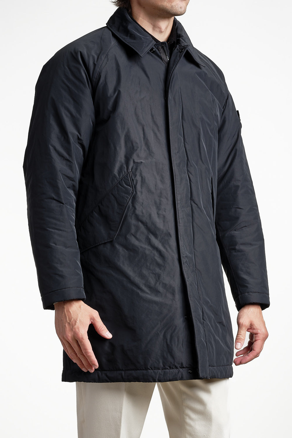 Micro Twill Long Coat Black – Stone Island, sidan