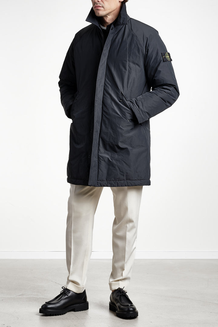 Micro Twill Long Coat Black – Stone Island, detaljbild