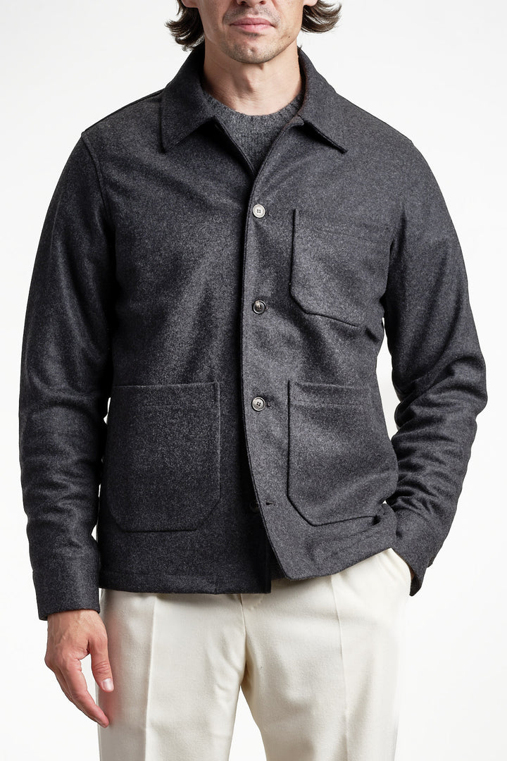 Luxury Flannel Overshirt Charcoal – Filippo De Laurentiis, framifrån