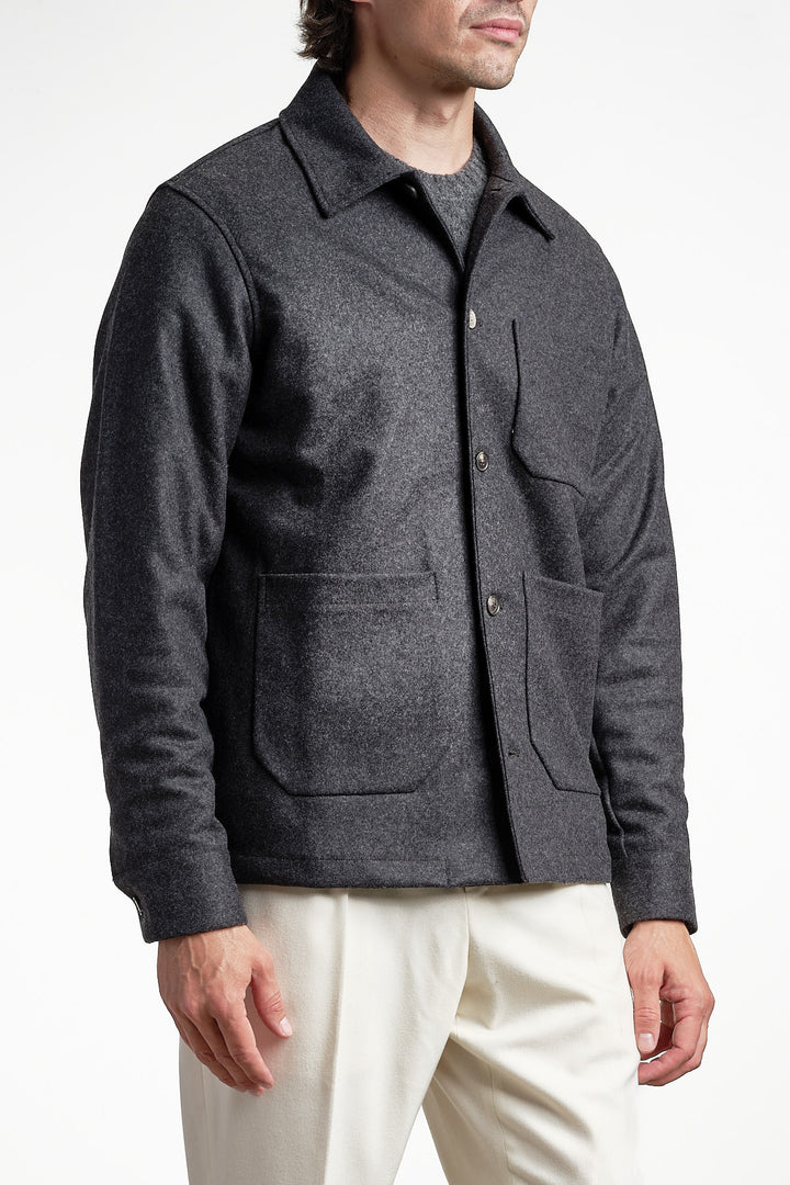 Luxury Flannel Overshirt Charcoal – Filippo De Laurentiis, sidan