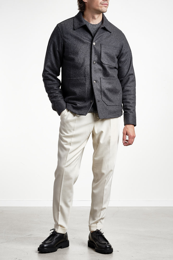 Luxury Flannel Overshirt Charcoal – Filippo De Laurentiis, detaljbild