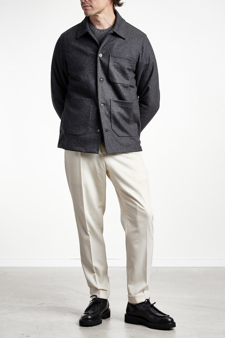 Luxury Flannel Overshirt Charcoal – Filippo De Laurentiis, helbild