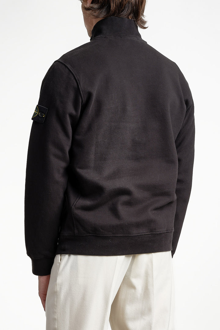 Brushed Fleece Long Sleeve Polo Black – Stone Island, bakifrån