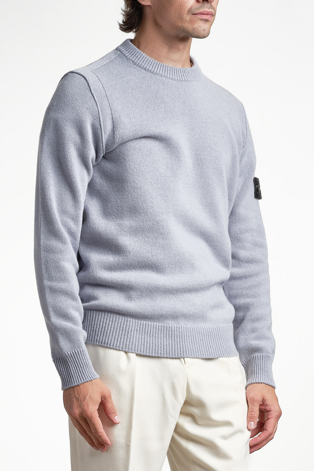 Lambswool Crew Neck Knit Ash Grey – Stone Island, sidan